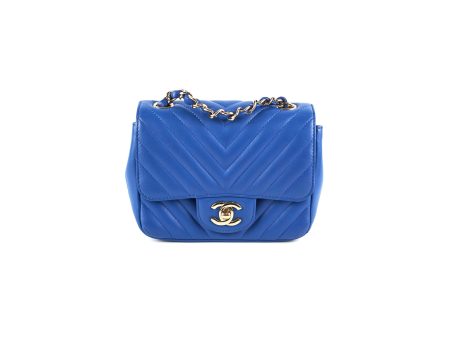 Chanel Chevron Square Mini Blue For Discount