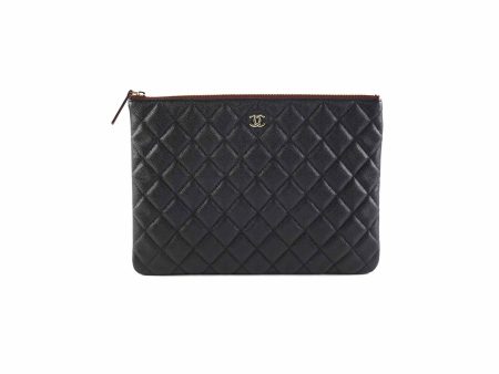 Chanel Medium O case Pouch Clutch Caviar Black Sale