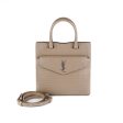 Saint Laurent Uptown Croc-Leather Tote Small Taupe For Sale