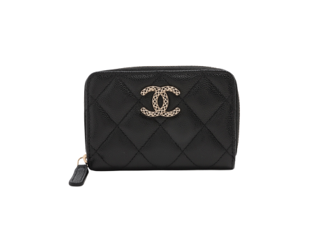 ITEM 16 - Chanel large CC Zip Compact Wallet Caviar Black (Microchip) Online