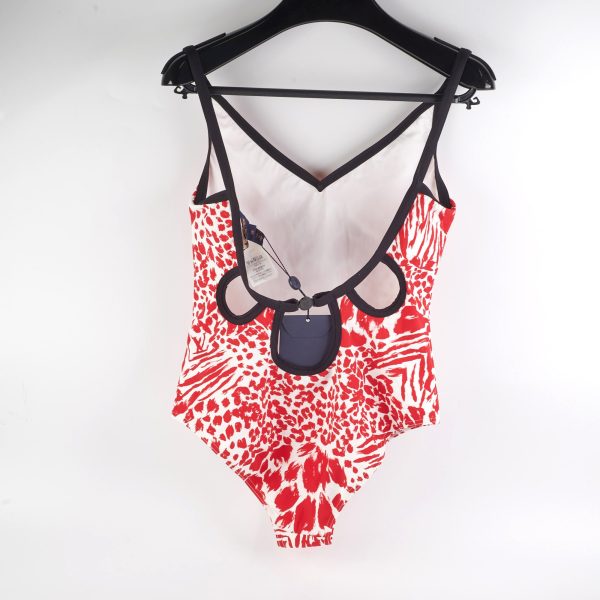 Louis Vuitton One Piece Swim Suit Red White 38 Online now