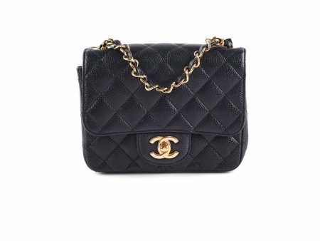 Chanel Caviar Mini Square 24k gold Black Sale