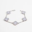 Van Cleef and Arpels 5 Motif Chalcedony White Gold Bracelet on Sale