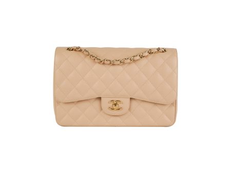 Chanel Classic Double Flap Jumbo Beige Caviar Bag For Cheap