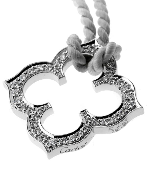 Cartier Quatrefoil Diamond White Gold Necklace Online Sale