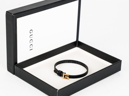 Gucci Leather Bracelet with Square G Fashion