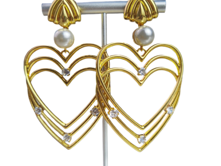 BALENCIAGA large 3D heart Pearl and Crystal clip earnings Online Sale