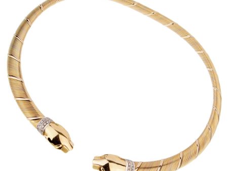 Cartier Panthere 18k Tri Color Gold Diamond Choker Necklace Online now