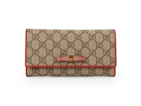 Gucci Bow Long Wallet Monogram Canvas Fashion