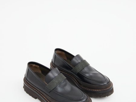 Brunello  Cucinelli black leather loafers- size 38 Online now