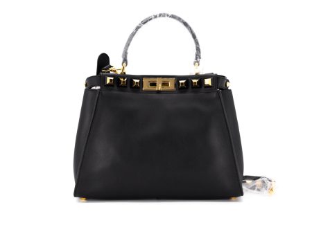 Fendi Peekaboo Medium Calfskin Studded Black GHW Hot on Sale