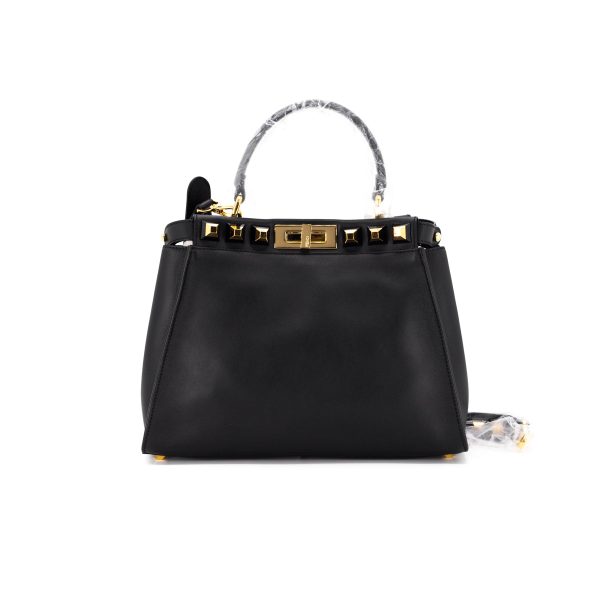 Fendi Peekaboo Medium Calfskin Studded Black GHW Hot on Sale