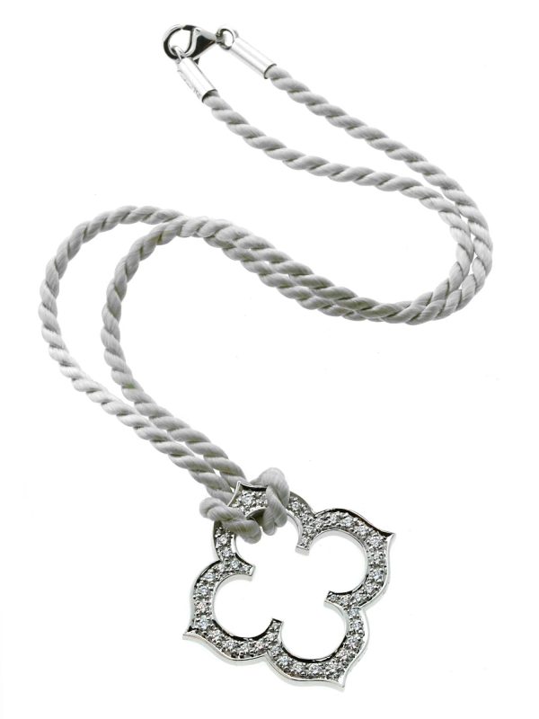 Cartier Quatrefoil Diamond White Gold Necklace Online Sale