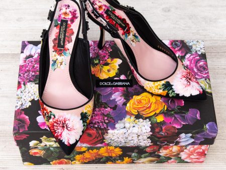 Dolce & Gabbana  Floral Print Sling Back Sandals Hot on Sale