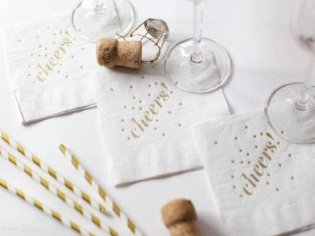 Cocktail Napkin-Cheers-White Discount