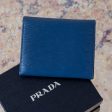 Prada Blue Leather Bifold  Wallet Hot on Sale