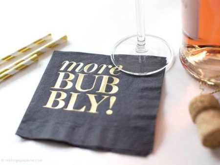 Cocktail Napkin-More Bubbly-Black Fashion