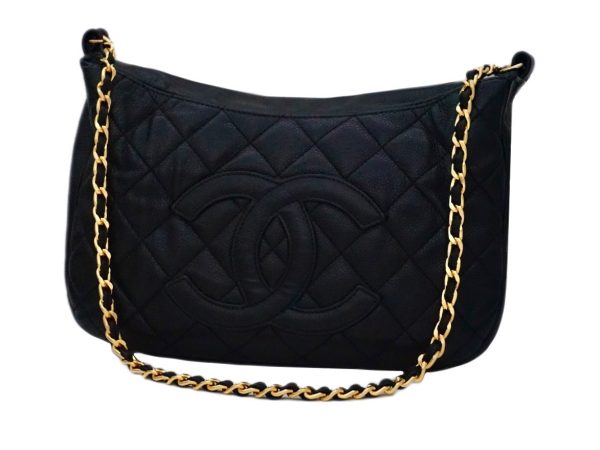 Authentic Chanel Black Caviar Quilted GST Camera Style Handbag For Sale