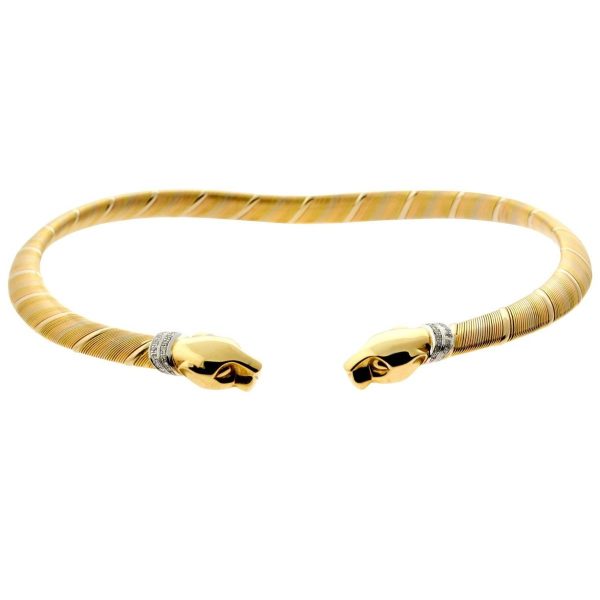 Cartier Panthere Diamond Gold Choker Necklace Online Hot Sale