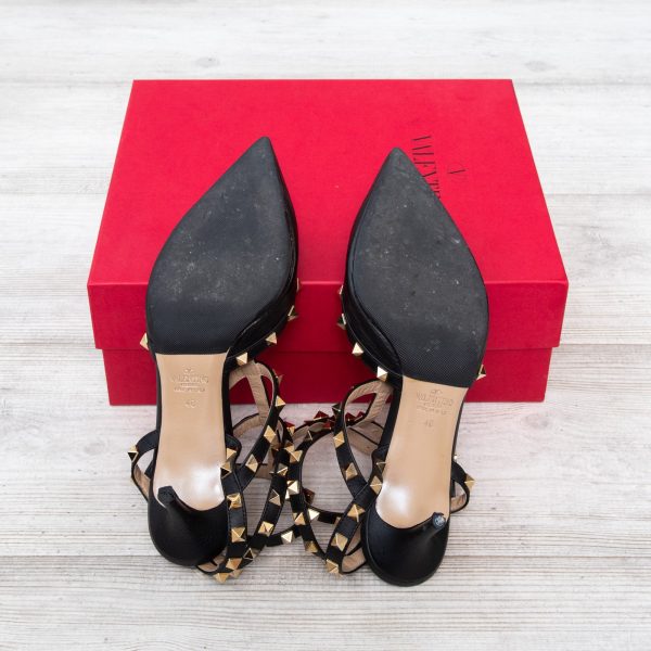 Valentino Garavani Black Rockstud Kitten Heels Online