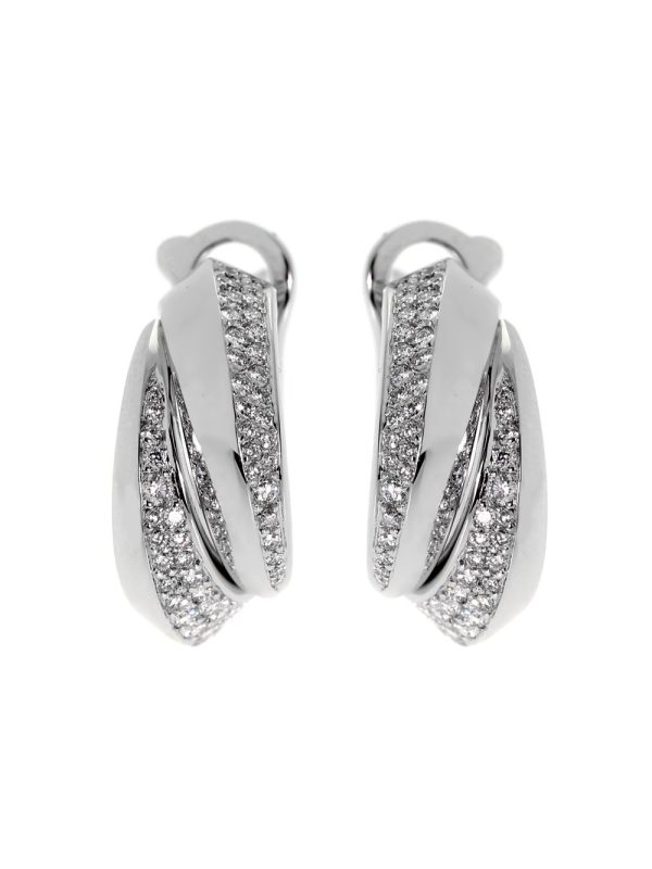 Cartier Panthere Diamond White Gold Earrings Cheap