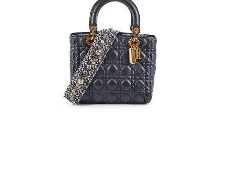 Dior Lady Dior Dark Navy Medium Online Sale