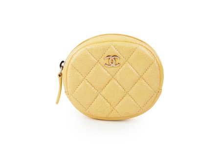 Chanel Classic Round Coin Purse Yellow Iridescent Caviar Fashion