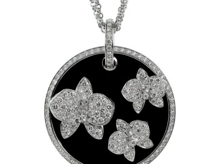 Cartier Orchid Diamond Onyx Gold Necklace Sale