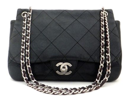 Authentic Chanel Black Caviar Distressed Jumbo + Wallet For Discount