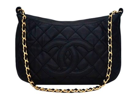 Authentic Chanel Black Caviar Quilted GST Camera Style Handbag For Sale