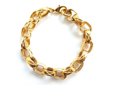 Authentic Chanel Vintage Gold Etched Bracelet For Cheap