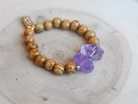 Amethyst-Rock Wood-Gemstone Bracelet Online now