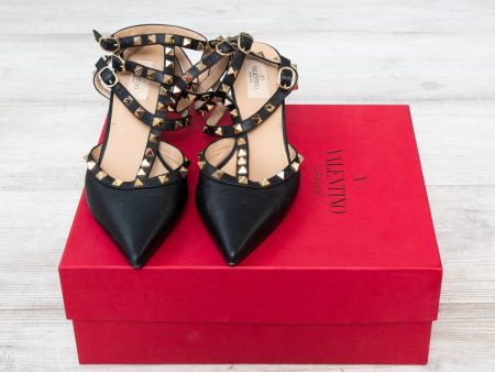 Valentino Garavani Black Rockstud Kitten Heels Online