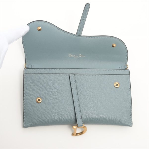 Dior Saddle Wallet with Chain Cloud Blue Online now