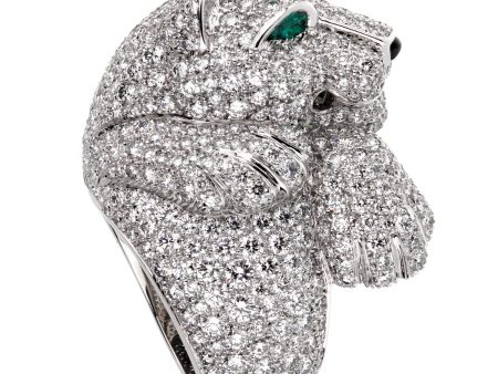 Cartier Panthere Pave Diamond Emerald White Gold Ring Sale