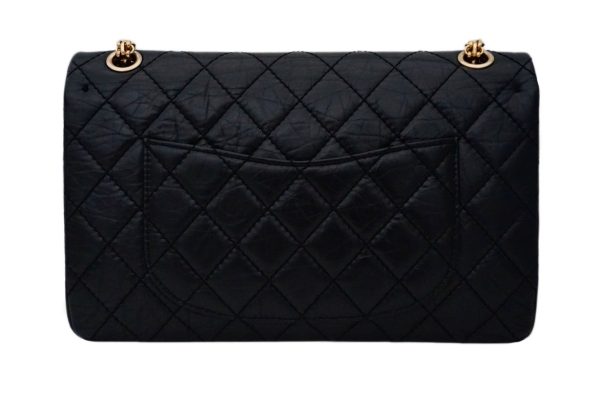 Authentic Chanel Black Crinkled Calfskin 2.55 Reissue 226 Double Flap Jumbo Sale