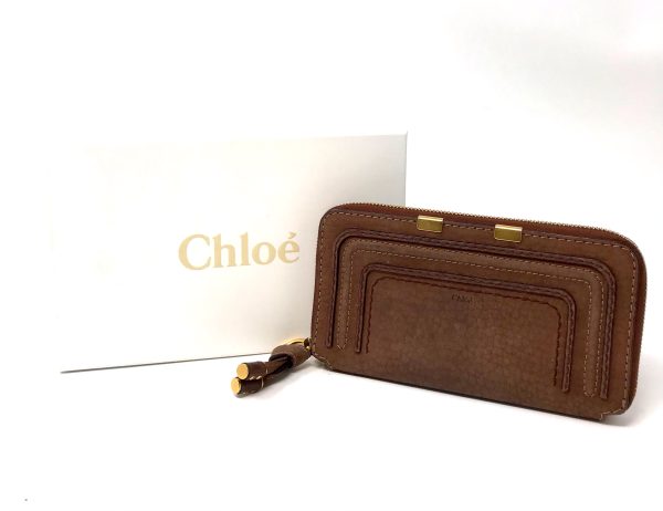 Chloe Brown Marcie Nubuck Long Zip Around Wallet Hot on Sale