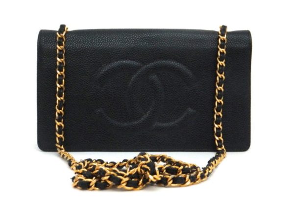 Authentic Chanel Black Caviar Wallet On Chain (WOC) Online