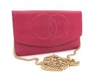 Authentic Chanel Fuschia Pink Caviar Wallet On Chain (WOC) For Cheap