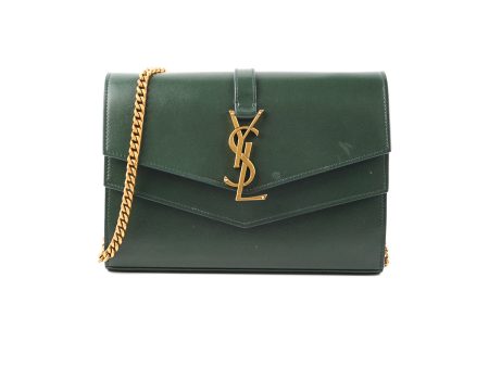 Saint Laurent Medium Sulpice Flap Wallet on Chain Green on Sale