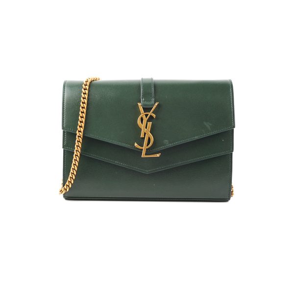 Saint Laurent Medium Sulpice Flap Wallet on Chain Green on Sale