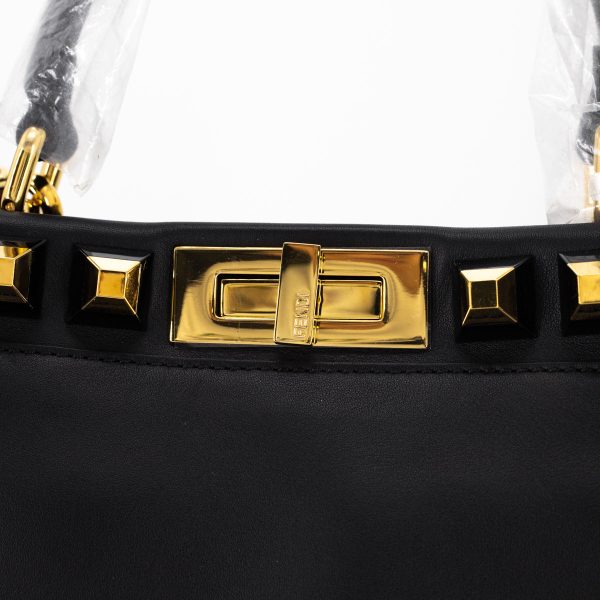 Fendi Peekaboo Medium Calfskin Studded Black GHW Hot on Sale