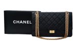 Authentic Chanel Black Crinkled Calfskin 2.55 Reissue 226 Double Flap Jumbo Sale