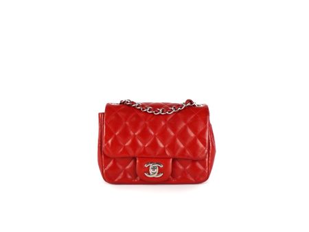 Chanel Quilted Square Mini Lambskin Red on Sale