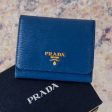 Prada Blue Leather Bifold  Wallet Hot on Sale