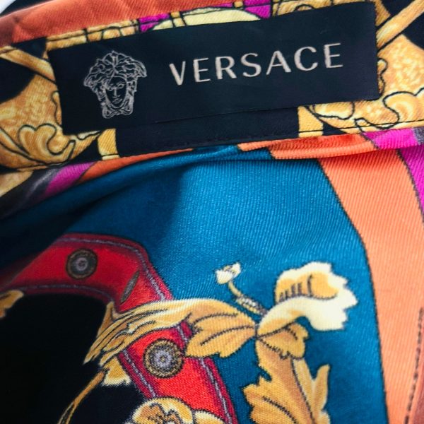 VERSACE - LONG SILK DRESS MULTICOLOR WITH BELT SIZE 38 IT Cheap