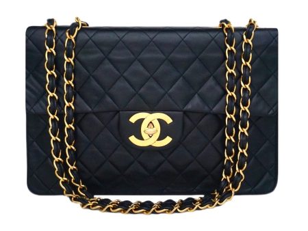 Authentic Chanel Black Lambskin Maxi Jumbo XL on Sale