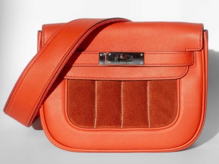 HERMÈS - BERLINE CROSSBODY BAG ORANGE LEATHER & SUEDE Supply