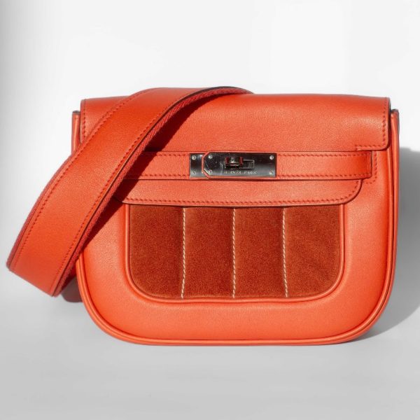 HERMÈS - BERLINE CROSSBODY BAG ORANGE LEATHER & SUEDE Supply