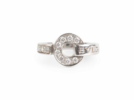 Bvlgari 18kt White Gold Ring with Pave Diamonds Size 51 Online